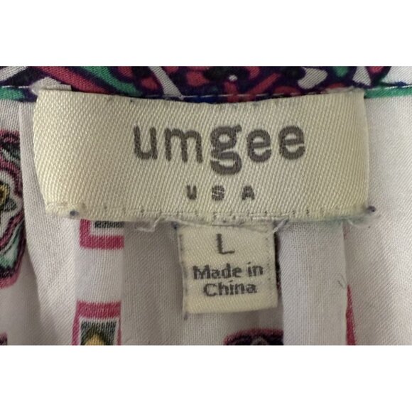 Umgee Womens Boho Peasant Mini Dress L Multicolor  Lightweight GUC - Picture 4 of 6